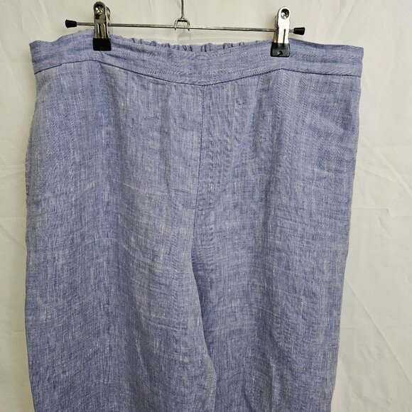 Chico's Womens Linen Pants Size 1 Light Blue Side Button Accents Elastic Waist - Picture 5 of 11